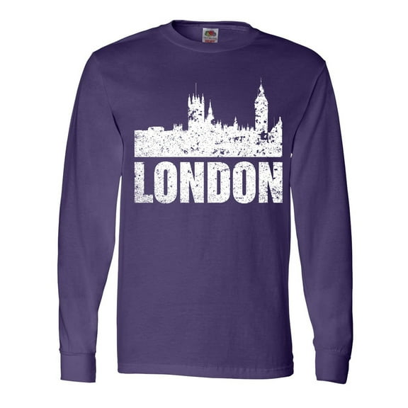 Inktastic London England City Skyline with Grunge Long Sleeve T-Shirt
