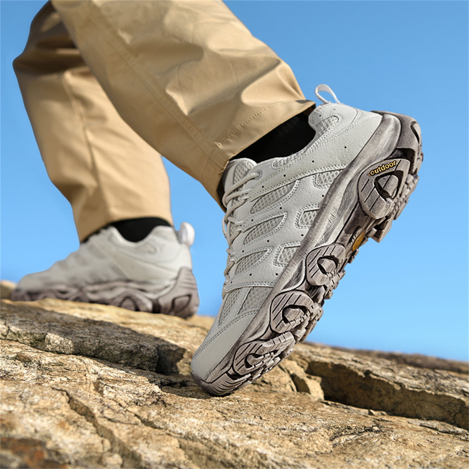 YOURDIARY Mens Gym Shoes Thick Sole Lace-Up Hiking Shoes Sports Running Sneakers