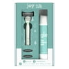 joy Teal Holiday Gift Set including 1 Handle, 3 Refills and a Shave Gel
