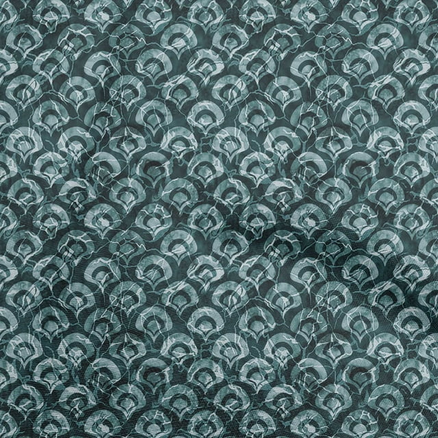 oneOone Rayon Dark Teal Blue Fabric Asian Batik-Japanese Pattern Sewing Craft Projects Fabric Prints By Yard 56 Inch Wide