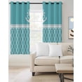 thumbnail image 2 of Blue Morocco Blackout Curtains for Bedroom Living Room Darkening Curtains 54 Inch Long Modern Geometric Nautical Anchor Stripe Short Curtain for Small Window Treatment Grommet Drapes 52"x54"x2, 2 of 9