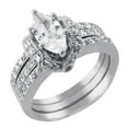 thumbnail image 4 of 1.25 Carat Marquise CZ Wedding Set, Silver Bridal Ring Set, Platinium Plated Cubic Zirconia Ring for Women 8, 4 of 5