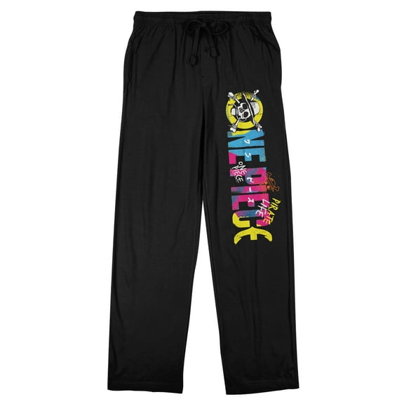 One Piece Live Action Colorful Logo Men's Black Sleep Pajama Pants-Medium