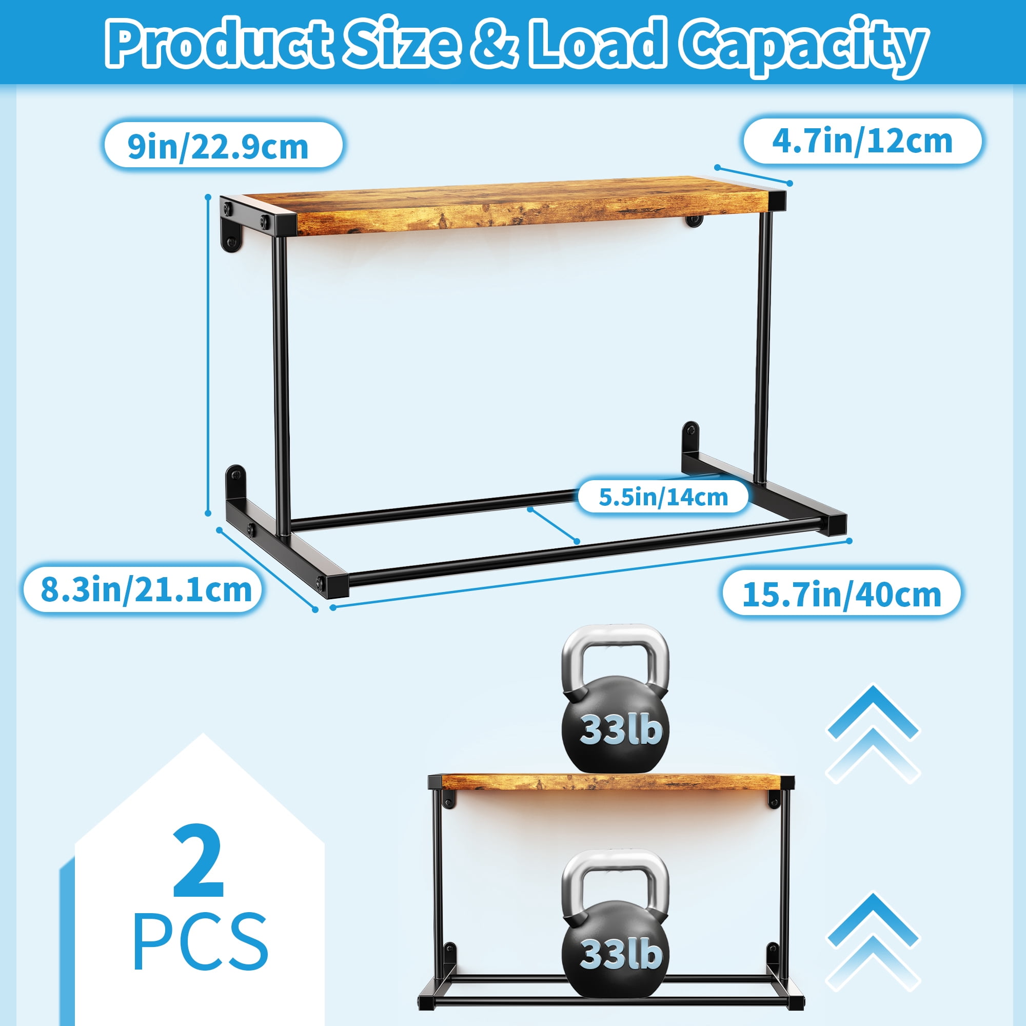 2 Pack 3D Printer Filament Storage Rack, 2 Tier Wall Mount Filament Spool Holder, Heavy Duty 3D Filament Shelf Organizer, Metal Storage Rack for 3D Printing Studio, Workshop