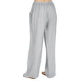 thumbnail image 4 of LUXUR Ladies Leggings Solid Color Bottoms Pockets Yoga Pants Long Jeggings Drawstring Trousers Gray S, 4 of 7