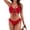 55#Red, variant on Women's Full Coverage Bikini 2026 High Waisted V-Wire Two Piece Ruched Tummy Control Swimsuits with Flattering Fit Black 2XL