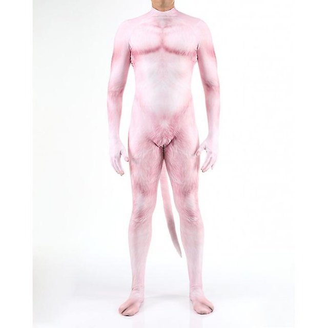 Iootiany Costumes de Cosplay d'Halloween Anime Huskies Animal Justaucorps Imprimé Léopard Unisexe Polyester Spandex avec Queue pour Adulte