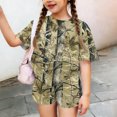 thumbnail image 5 of Grblisyd Cute Outfits for Girls 10-12 Camo Crew Neck Short Sleeve Maple Leaf Print Tops and Elastic Waist Shorts, 5 of 6