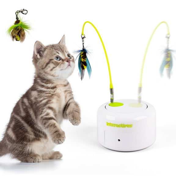 All For Paws Interactive Fluttering Bug Cat Toy, Automatic Spinning Cat Feather Toy with Motion Sensor, Includes 1 Replacement