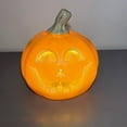 thumbnail image 5 of Holloyiver Halloween Pumpkin Lantern, Jack O Lantern Battery Operated Decorations for Halloween, Round Lightened Pumpkin for Front Porch, Fireplace, Mantle Table Decorations, 5 Inch, 5 of 6