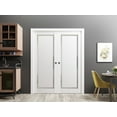 thumbnail image 3 of Sliding French Double Pocket Doors 36 x 96 inches | Planum 0888 Painted White with Frosted Glass | Kit Trims Rail Hardware | Solid Wood Interior Bedroom Sturdy Doors, 3 of 5