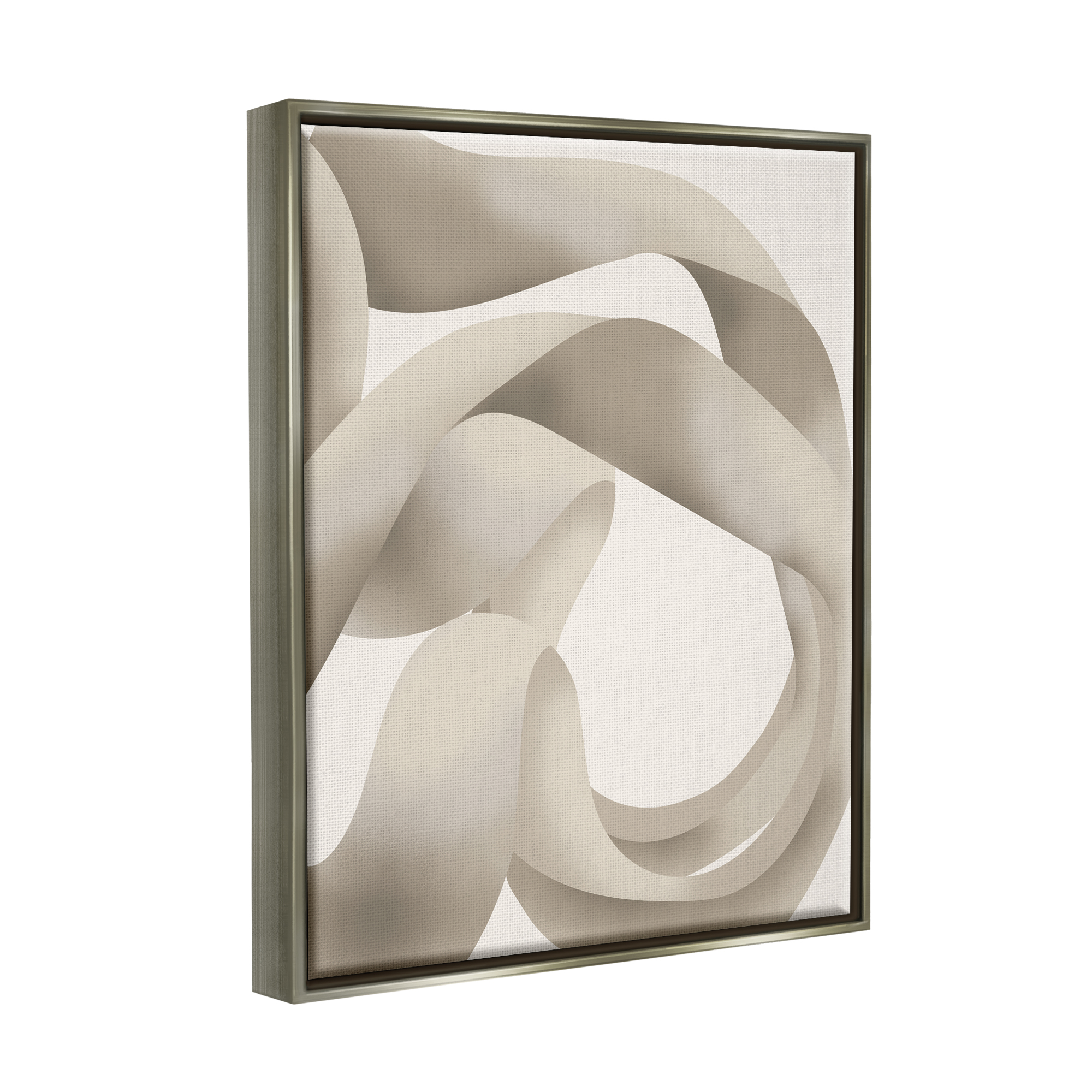 Stupell Industries Contemporary White Swirling Shape Abstract Painting Gray Floater Framed Art Print Wall Art