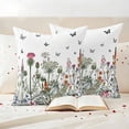thumbnail image 3 of Spring Floral Outdoor Waterproof Pillow Covers, Watercolor Botanical Flowers Butterfly Decorative Square Throw Pillowcase Sofa Cushion Sham for Patio/Couch/Chair, 20"x20" 2 Pack, 3 of 8
