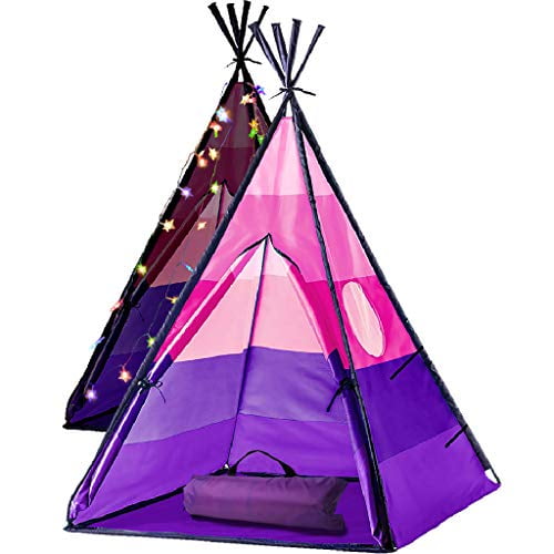 Teepee Kids Play Tent Bonus Star Lights " Carrying Case Girls Boys Indoor Use 