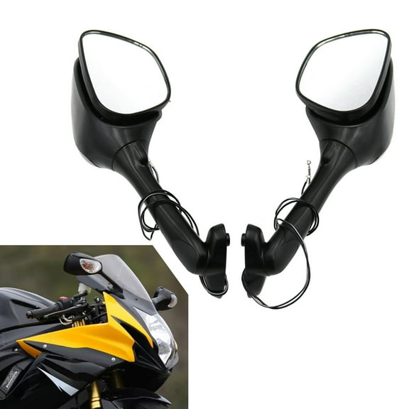 NS 1 Pair Aluminum Side Mirrors Turn Signal Rearview Mirrors Silver for GSXR 750 GSX-R750 2006-2024
