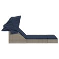 thumbnail image 4 of vidaXL Double Sun Lounger with Canopy and Cushions Gray Poly Rattan, 4 of 8