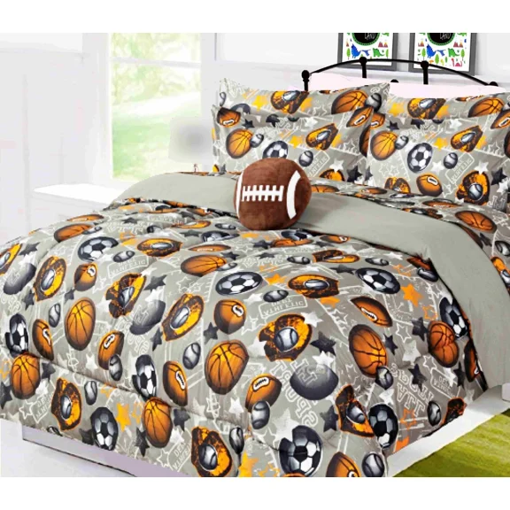 Flip & Snuggle Reversible 8-Piece Full Size Sport Football Bedding Set with Plush Toy & Matching Sheets