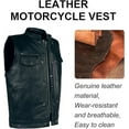 thumbnail image 3 of Dream Apparel Men's Leather Motorcycle Vest SOA Biker Club Vest For Riding, 3 of 8