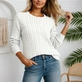 thumbnail image 2 of SGMVNU Womens Fall Winter Sweaters 2025 Trendy Cable Knit Long Sleeve Crewneck Tops Casual Outfit Sweater for Women White, Size XL, 2 of 4