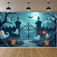 thumbnail image 4 of Halloween Theme Decorative Banner Spooky Atmosphere Jack o Lanterns Gate Design for Outdoor Decorating Holiday Party Night, 4 of 5