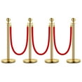 thumbnail image 1 of Gold Stanchion Posts with 5 FT Red Velvet Ropes – Elegant Crowd Control Barriers for VIP Events, Red Carpets, Weddings & More, 1 of 6