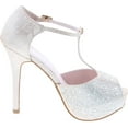 thumbnail image 6 of Top Moda Meadow-1 Women's Rhinestone T-Strap Stiletto Heel Glittery Platform Pumps, 6 of 7