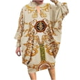 thumbnail image 2 of Qiopertar Mode Femmes Sexy Imprimé Épaule Manches Col Rond Robe Régulière Liquidation Moins de 5$ en Liquidation Offres d'Accès Anticipé, 2 of 8