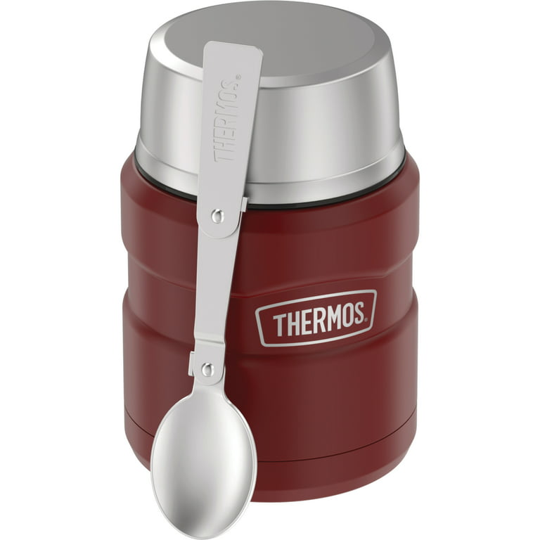 Thermos Stainless King 16 Ounce Food Jar with Folding Spoon Red