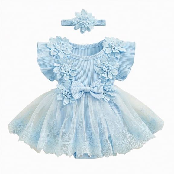Ccpelsie Toddler Sleeveless Formal Dress Fancy Cute Tulle Glitter Party Holiday Kids Dresses(Blue,0-3 Months)