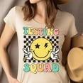 thumbnail image 4 of Back to School Testing Shirt for Teachers and Students | Checkered Smiley Squad Tee, Black, Size L, 4 of 6