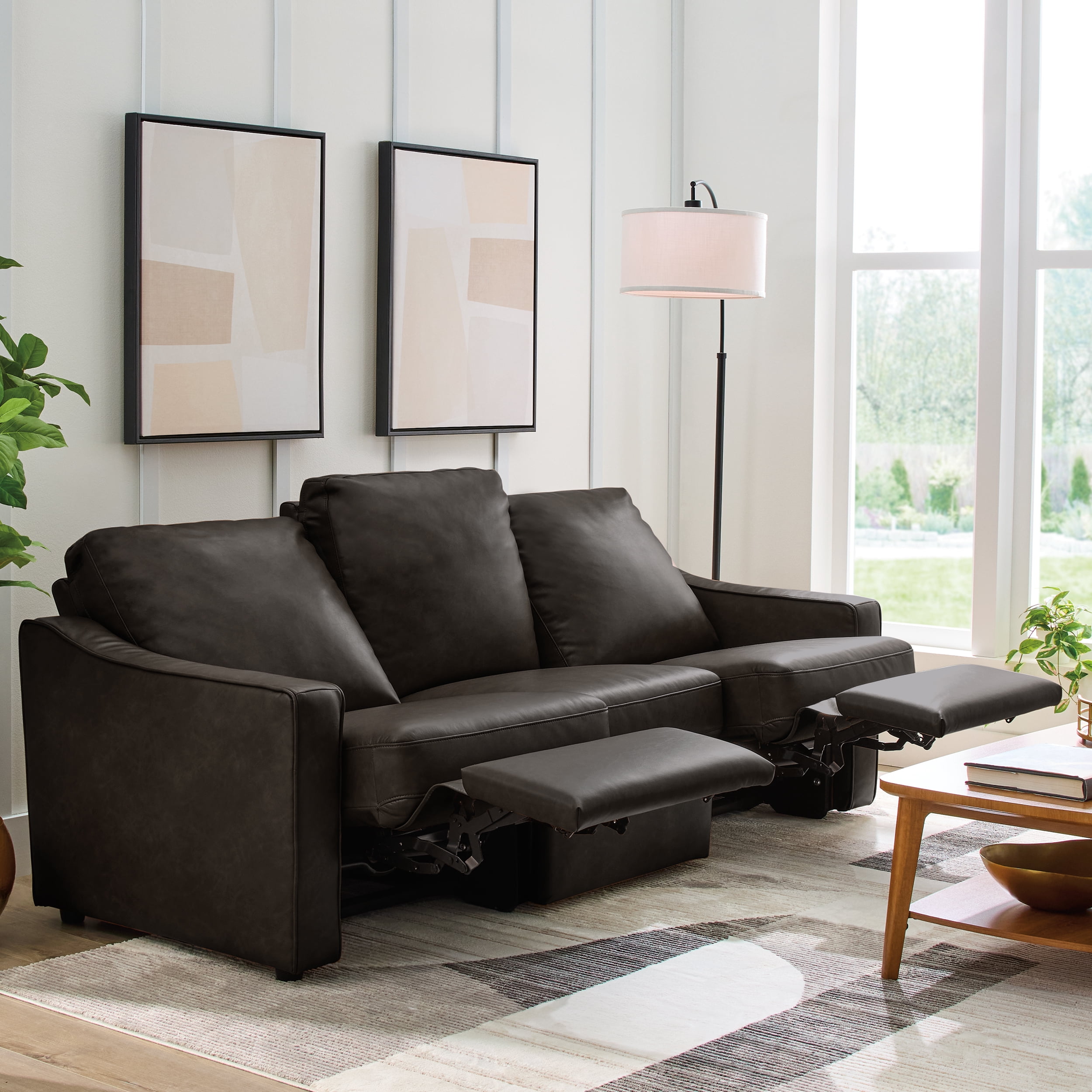 Better Homes & Gardens Allen 77" Powered Reclining Sofa, Dark Espresso Faux Leather