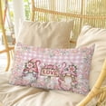 thumbnail image 4 of Valentine's Day Pillow Covers, Linen Long Throw Pillow Case, Pink Gnomes Rose Flowers Buffalo Plaid Holiday Pillow Protector Decorative Cushion Cover for Living Room/Bedroom 20" x 36", 4 of 8