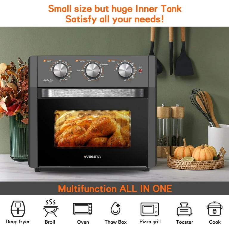 20 Quart Air Fryer, 5-in-1 Air Fryer Oven Toaster Combo with Accessories &  E-Recipes, Convection Oven Countertop, 5 presets for Quick, Easy  Family-Sized Meals, UL Certified, 1300W, Gray 