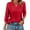 Red_04#78, variant on Hearthz Cotton 3/4 Sleeve T Shirts for Women Henley Button Solid color Work Tops for Women Fall Button V-Neck Blouses for Women Casual Summer