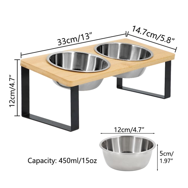 Cuencos elevados para gatos con tapete para comida 15 ° Platos para gatos elevados con soporte inclinado para alimentador de alimentos y agua, 2 cuencos de acero inoxidable para gatos,Only food mat