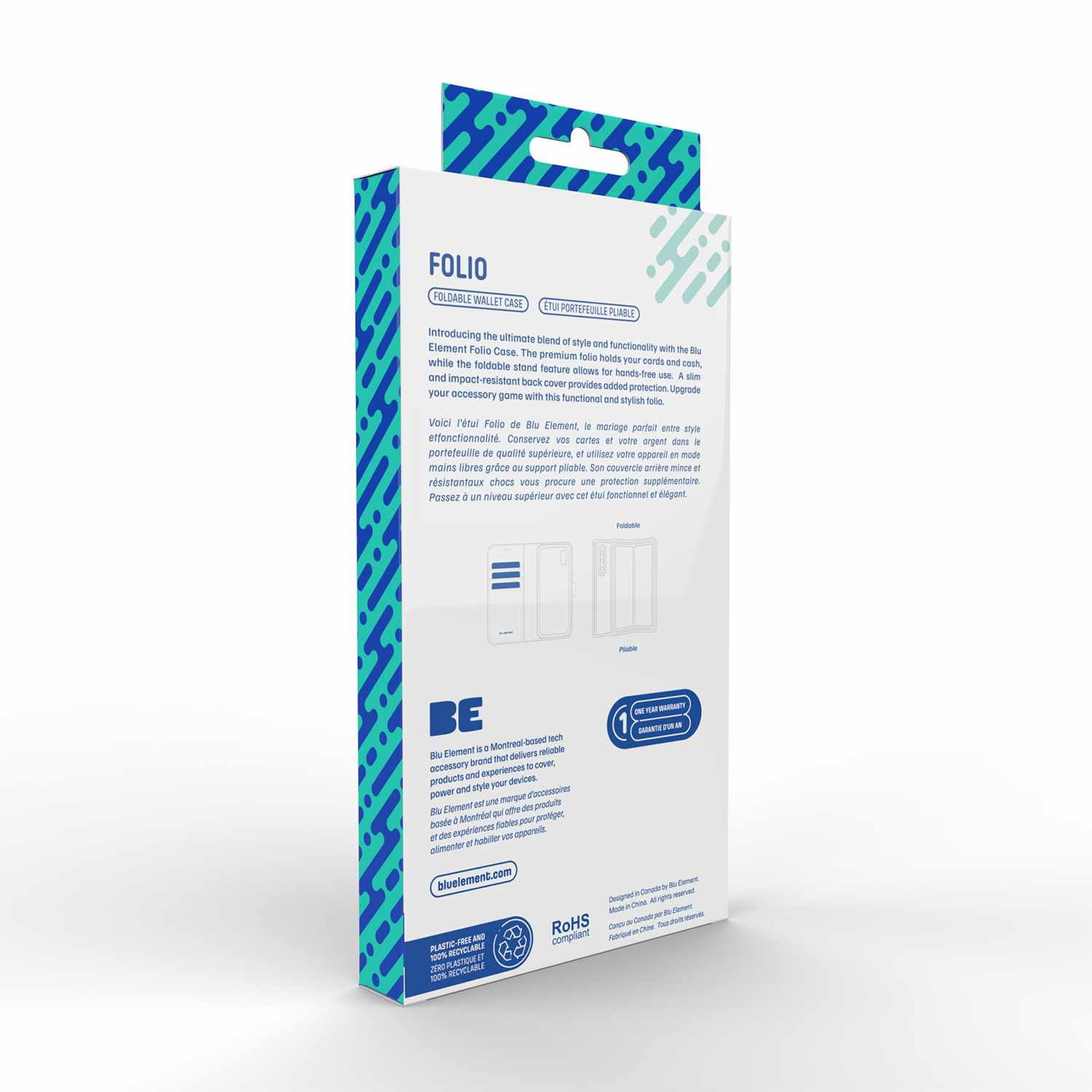 Blu Element Faux Leather Folio Case w/TPU Gelskin for iPhone 16, Black, Folio Case for iPhone 16