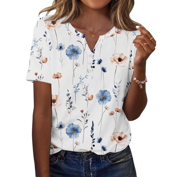 SWQZVT Womens Summer Tops Casual Short Sleeve V Neck Shirts Business Dressy Work Blouses