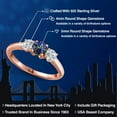 thumbnail image 2 of Gem Stone King 18K Rose Gold Plated Silver Blue Mystic Topaz and Lab Grown Diamond Engagement Ring for Women | 1.04 Cttw | Round 5MM | Gemstone November Birthstone | Size 7, 2 of 6