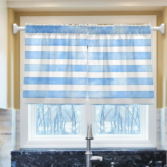 Ryvnso Stripes Tie Dye Half Curtains Sets Tier 2 Panels Short Curtain Rod Pocket 27"W x 24"L