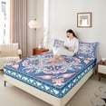 thumbnail image 3 of jejeloiu Boho Mandala Queen Sheets For Men Women,Geometric Pattern Queen Sheet Sets,Blue Pink White,4-Piece,1 Flat Sheet, 1 Fitted Sheet and 2 Pillowcases, 3 of 6