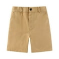 thumbnail image 2 of YOUYEDIAN Kids Boy's School Uniforms Shorts with Pockets- Casual Pull On Comfort Waist School Uniforms Khaki 2-3 Years, 2 of 3