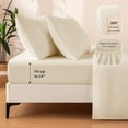 thumbnail image 4 of Sonive Sheet Set King Size Beige, 4 Pieces 140 GSM Brushed Elastic Fitted Soft & Cozy Bed Sheets Set with Deep Pocket, 4 of 9