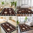 thumbnail image 4 of 8'x10' Area Rugs, Coffee Time Indoor Outdoor Area Rug for Living Room Bedroom, Vintage Farmhouse Coffee Beans Black Plaid Washable Bathroom Rugs Kitchen Floor Carpet Mats Home Decor Aesthetic, 4 of 8