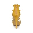 thumbnail image 2 of BLISSFUL STEP Women's Platform Strappy Stiletto Heels Sandals Yellow 9, 2 of 7