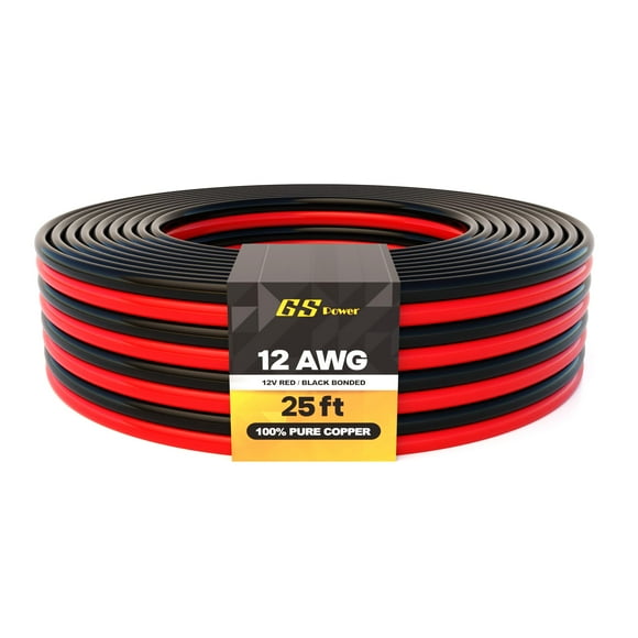 Cable de altavoz GS Power 12 AWG flexible OFC de 7 m rojo y negro