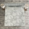 thumbnail image 3 of Ambesonne Grey Quilted Bedspread Set 3 Pcs, Paisley Blooming Flowers, Queen Size, Grey, 3 of 3