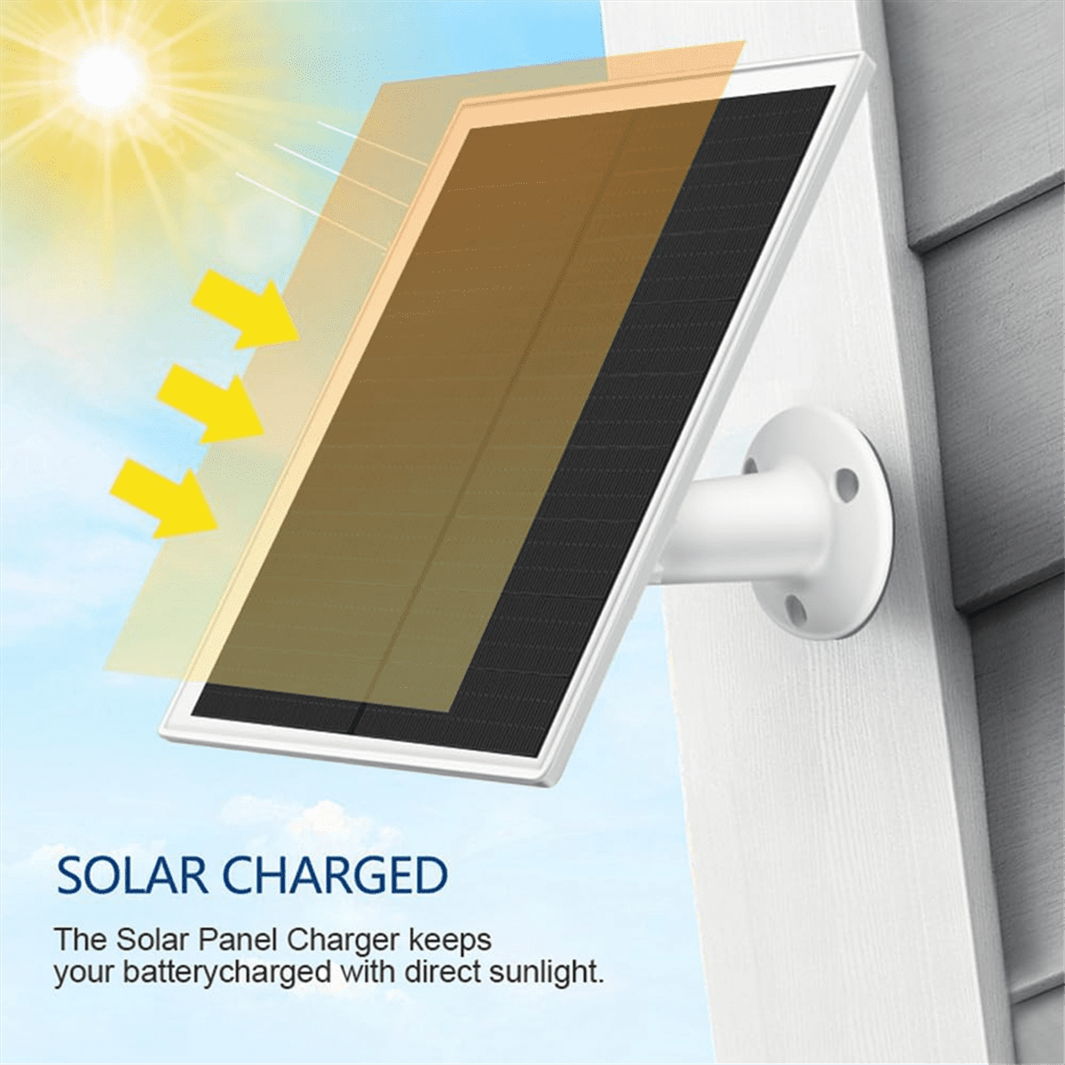 10W 5V Solar Panel Charger for , Rechargeable Battery Cameras, IP65 Waterproof, Type-C