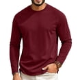 thumbnail image 3 of DORKASM Long Sleeve Shirts for Men Crew Neck Pullover Causal Shirts Solid Lightweight Trendy Tee Vacation Beach Tops Wine 2XL, 3 of 8