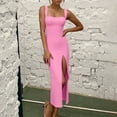 thumbnail image 5 of Sakmal Cocktail Womens Summer Dresses Split Graduation Long Pink Dress Sleeveless Solid Dresses, 5 of 8