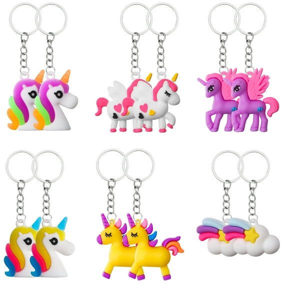 12PCS Cartoon Unicorn KeyChains Lovely Keychains Key Decoration Key Holder